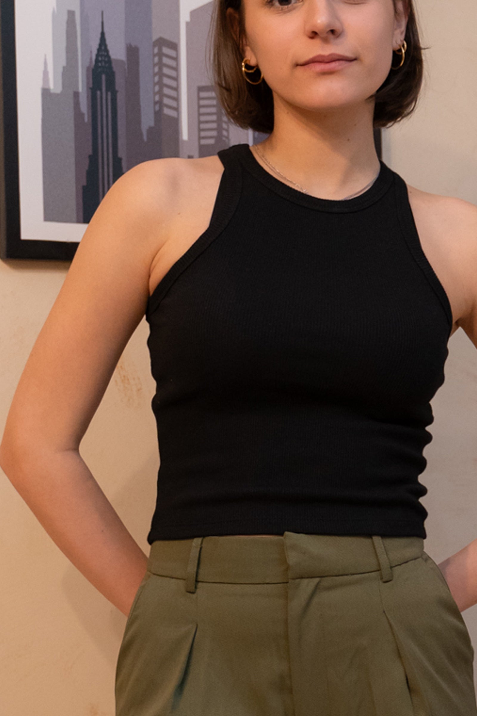 Crop Top Costine Nero Lumina