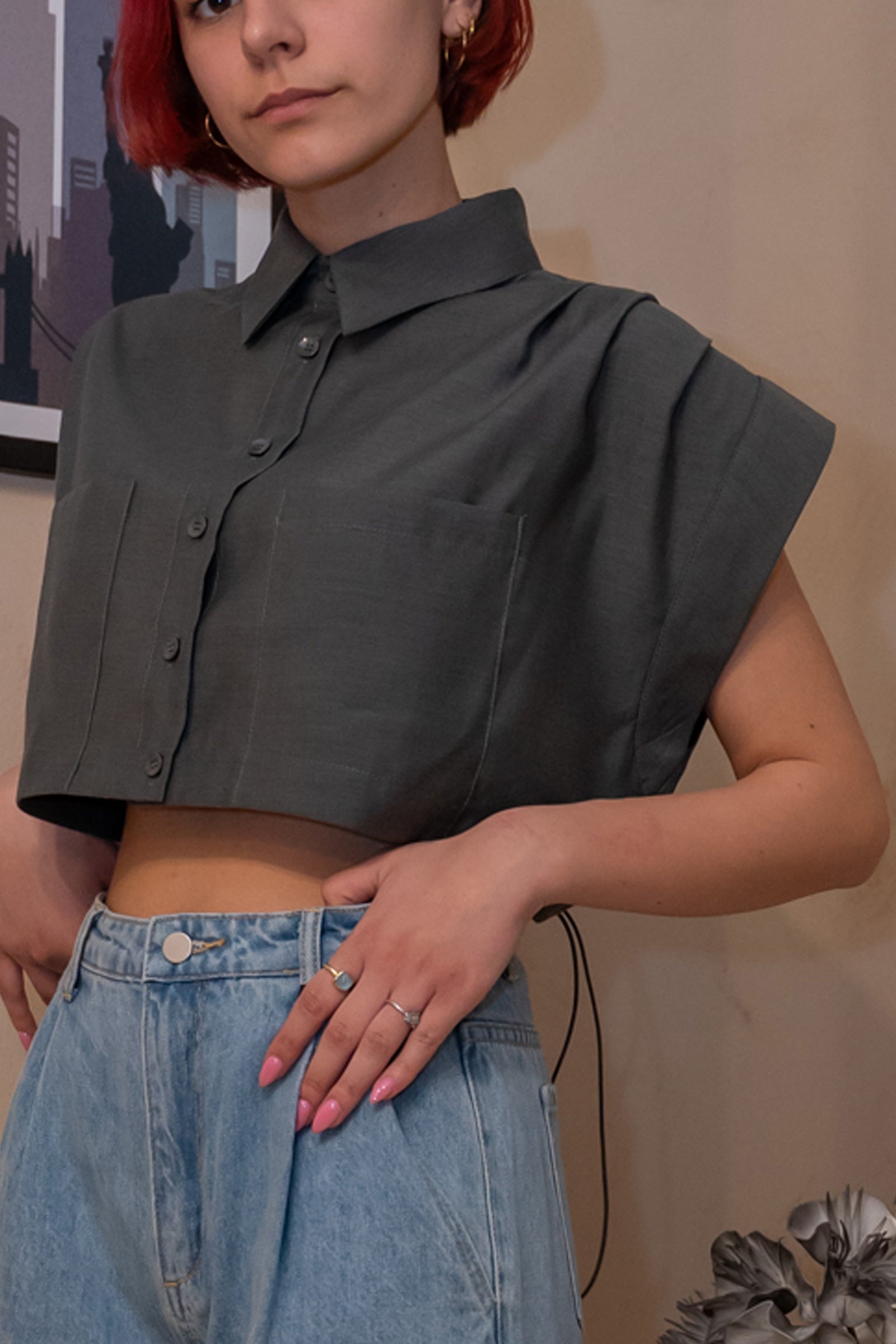 Crop Camicia Grey Lumina