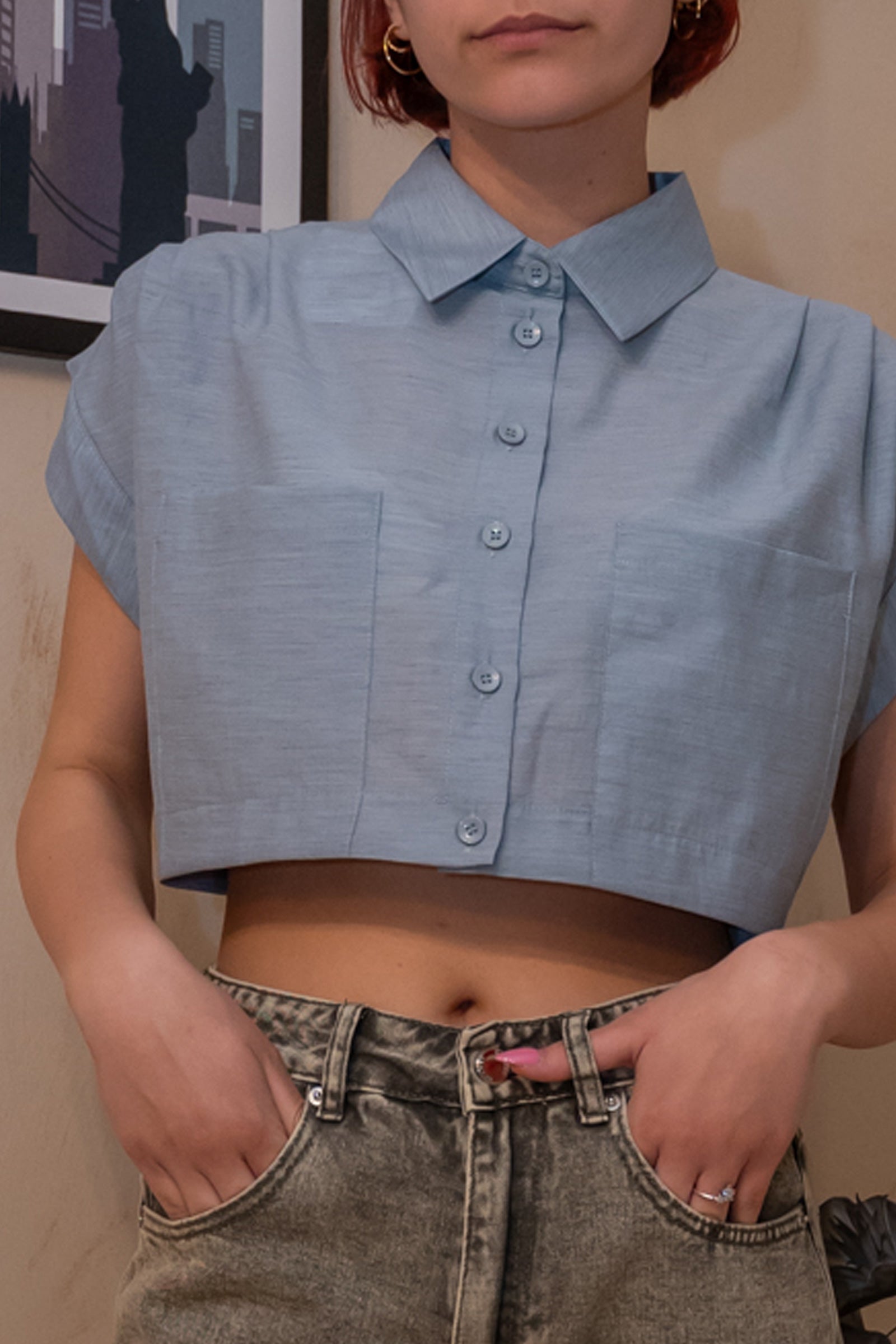 Crop Camicia Lavagna Lumina